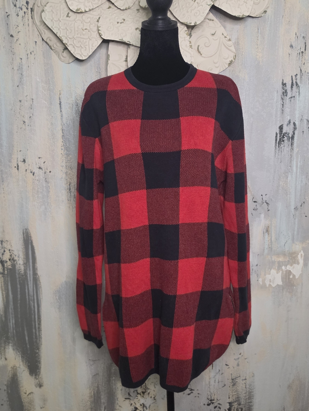 H&M Red and Black Buffalo Plaid Mini Dress Size Small